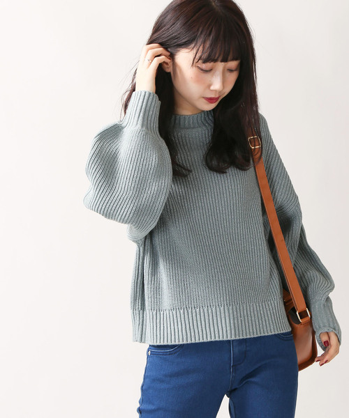 WEGO（ウィゴー）の「WEGO/ボリュームスリーブラメニット（ニット/セーター・レディース・ブラック/パープル/オフホワイト/杢グレー/ライトピンク/ターコイズブルー・FREE）」の4枚目の写真