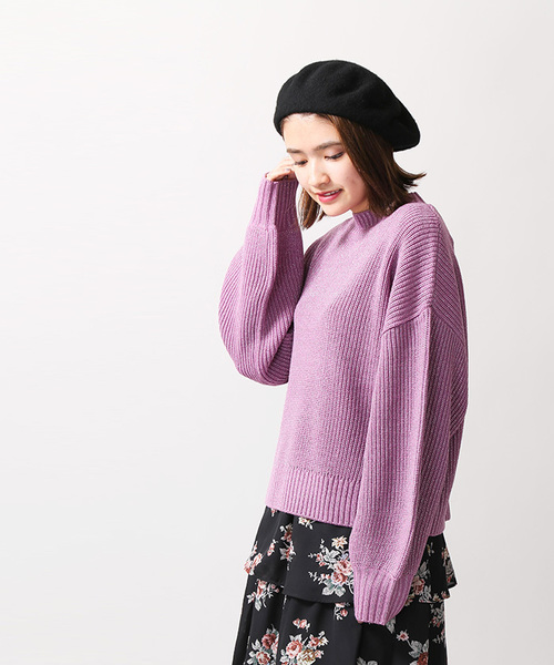 WEGO（ウィゴー）の「WEGO/ボリュームスリーブラメニット（ニット/セーター・レディース・ブラック/パープル/オフホワイト/杢グレー/ライトピンク/ターコイズブルー・FREE）」の14枚目の写真