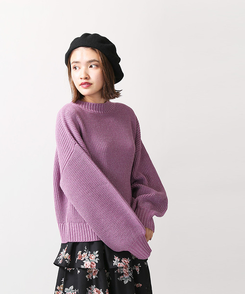 WEGO（ウィゴー）の「WEGO/ボリュームスリーブラメニット（ニット/セーター・レディース・ブラック/パープル/オフホワイト/杢グレー/ライトピンク/ターコイズブルー・FREE）」の20枚目の写真