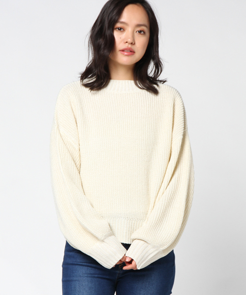 WEGO（ウィゴー）の「WEGO/ボリュームスリーブラメニット（ニット/セーター・レディース・ブラック/パープル/オフホワイト/杢グレー/ライトピンク/ターコイズブルー・FREE）」の9枚目の写真