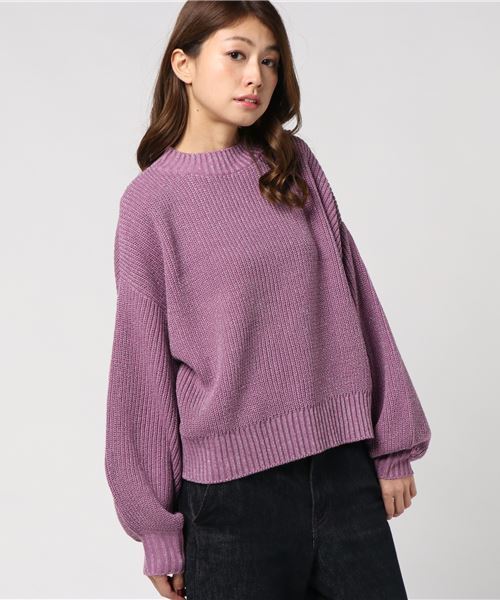 WEGO（ウィゴー）の「WEGO/ボリュームスリーブラメニット（ニット/セーター・レディース・ブラック/パープル/オフホワイト/杢グレー/ライトピンク/ターコイズブルー・FREE）」の18枚目の写真