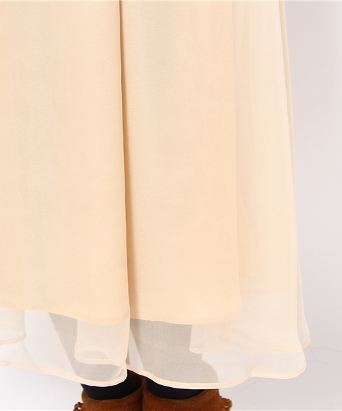 Ray BEAMS（レイビームス）の「Ray BEAMS / ニット×シフォンロング ワンピース（ワンピース・レディース・ベージュ/ネイビー/ブラウン系その他・ONE SIZE）」の10枚目の写真