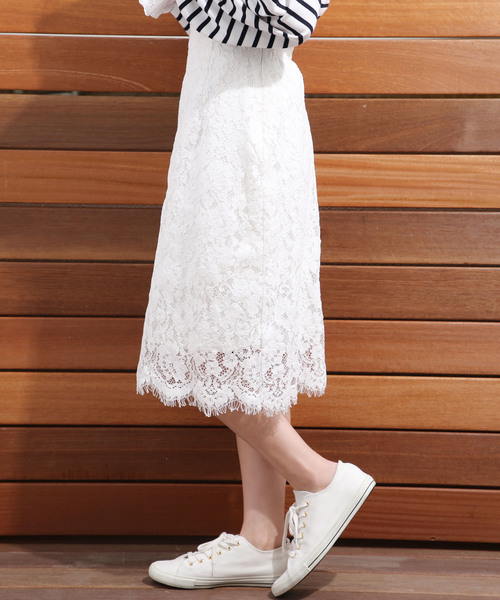 one after another NICE CLAUP（ワンアフターアナザーナイスクラップ）の「ケミカルレースタイトスカート（スカート・レディース・ブラック/グレー/オフホワイト・FREE）」の11枚目の写真