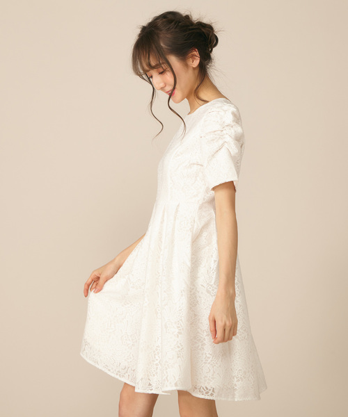 【MIIA】スカラップパフスリーブワンピース MIIA ワンピース パフスリーブ長袖マキシワンピース : ZOZOTOWN