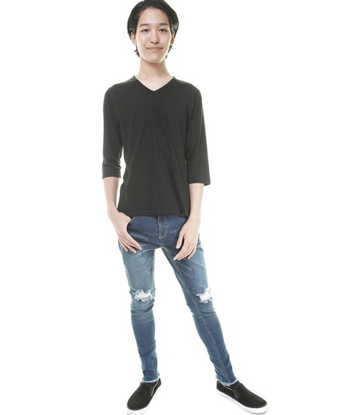 おしゃれスタ(オシャレスタ)の「ストレッチデニムパンツ(BG)(デニムパンツ・メンズ・ブラック/ネイビー/グレー/サックスブルー/ブルー・M/L)」の13枚目の写真