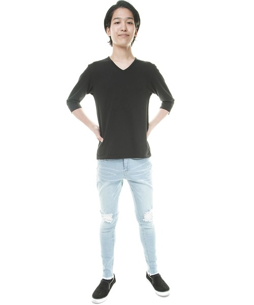 おしゃれスタ(オシャレスタ)の「ストレッチデニムパンツ(BG)(デニムパンツ・メンズ・ブラック/ネイビー/グレー/サックスブルー/ブルー・M/L)」の16枚目の写真