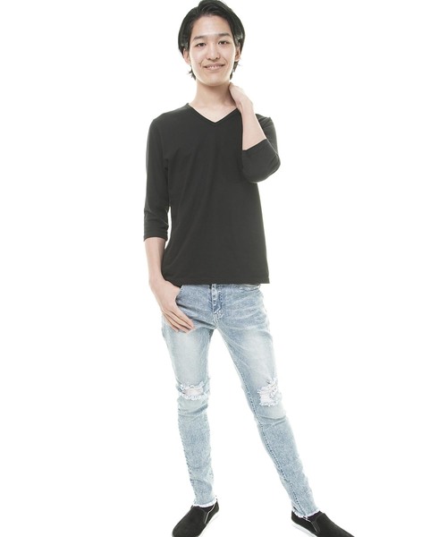おしゃれスタ(オシャレスタ)の「ストレッチデニムパンツ(BG)(デニムパンツ・メンズ・ブラック/ネイビー/グレー/サックスブルー/ブルー・M/L)」の19枚目の写真