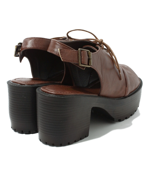 WEGO（ウィゴー）の「WEGO/厚底レースアップサンダル（サンダル・レディース・ブラック/ブラウン・23.5/24.5）」の5枚目の写真