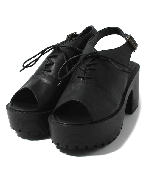 WEGO（ウィゴー）の「WEGO/厚底レースアップサンダル（サンダル・レディース・ブラック/ブラウン・23.5/24.5）」の12枚目の写真