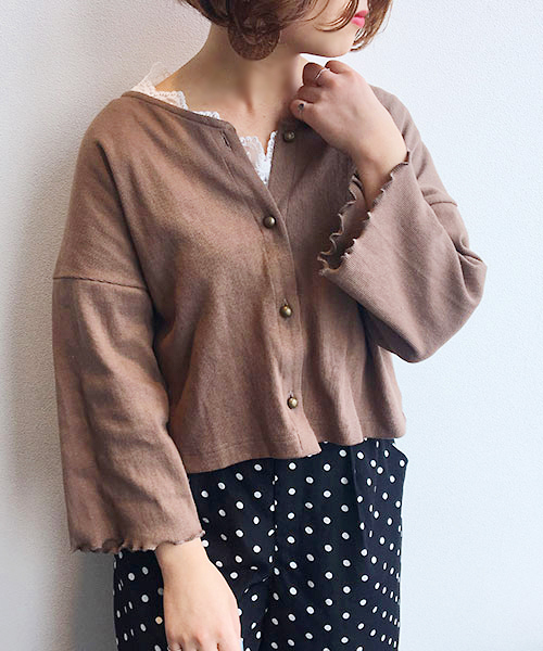 apres jour（アプレジュール）の「リブカーディガン【ZOZOTOWN限定アイテム】（カーディガン/ボレロ・レディース・ダークブラウン/ベージュ/アイボリー/ボルドー・フリー）」の4枚目の写真