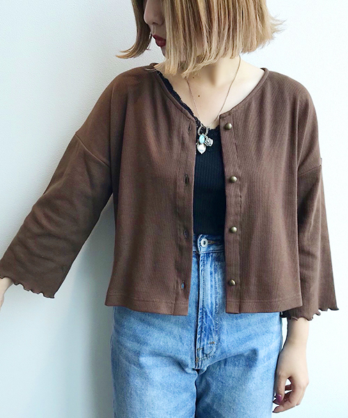 apres jour（アプレジュール）の「リブカーディガン【ZOZOTOWN限定アイテム】（カーディガン/ボレロ・レディース・ダークブラウン/ベージュ/アイボリー/ボルドー・フリー）」の5枚目の写真