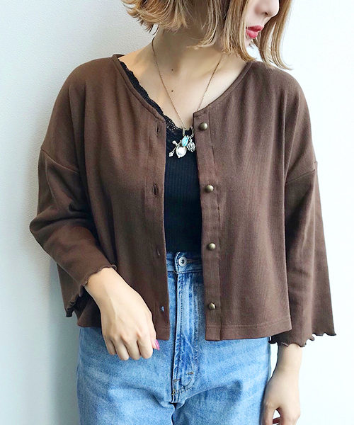 apres jour（アプレジュール）の「リブカーディガン【ZOZOTOWN限定アイテム】（カーディガン/ボレロ・レディース・ダークブラウン/ベージュ/アイボリー/ボルドー・フリー）」の7枚目の写真