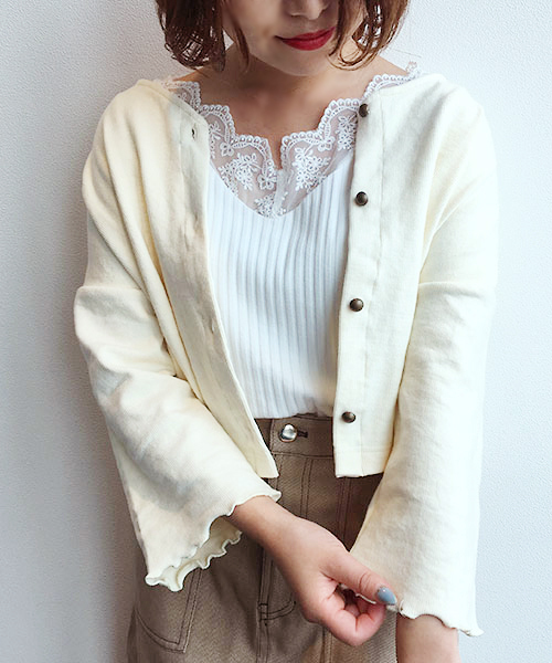 apres jour（アプレジュール）の「リブカーディガン【ZOZOTOWN限定アイテム】（カーディガン/ボレロ・レディース・ダークブラウン/ベージュ/アイボリー/ボルドー・フリー）」の9枚目の写真