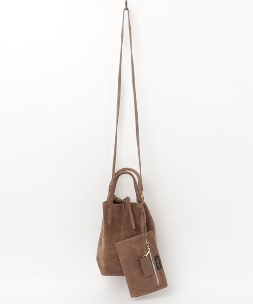 flower(フラワー)の「ウィズスエードバッグ(ショルダーバッグ・レディース・ベージュ/ピンク・FREE)」の2枚目の写真