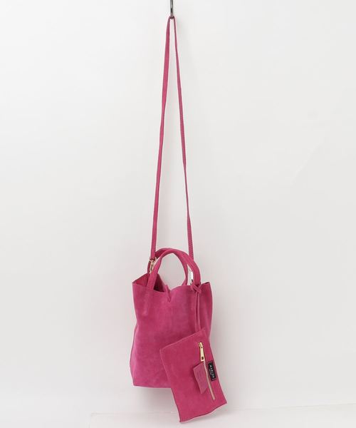 flower(フラワー)の「ウィズスエードバッグ(ショルダーバッグ・レディース・ベージュ/ピンク・FREE)」の1枚目の写真