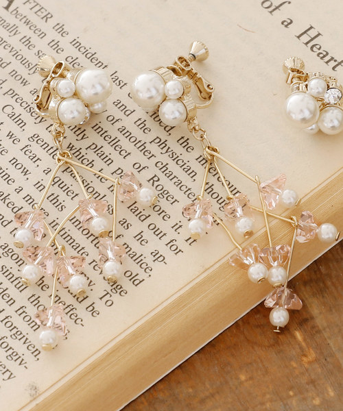 PourVous（プールヴー）の「クリスタル小枝イヤリング 同窓会 結婚式 オケージョン 二次会（イヤリング・レディース・ホワイト/ピンク・FREE）」の11枚目の写真