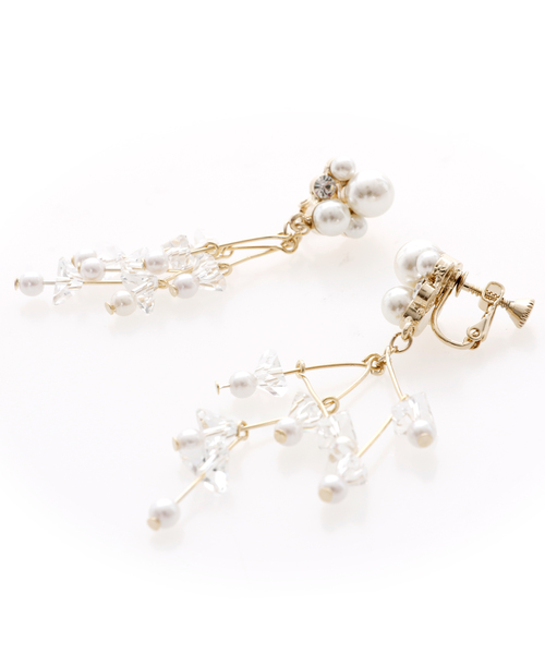 PourVous（プールヴー）の「クリスタル小枝イヤリング 同窓会 結婚式 オケージョン 二次会（イヤリング・レディース・ホワイト/ピンク・FREE）」の7枚目の写真