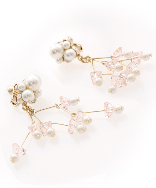 PourVous（プールヴー）の「クリスタル小枝イヤリング 同窓会 結婚式 オケージョン 二次会（イヤリング・レディース・ホワイト/ピンク・FREE）」の10枚目の写真