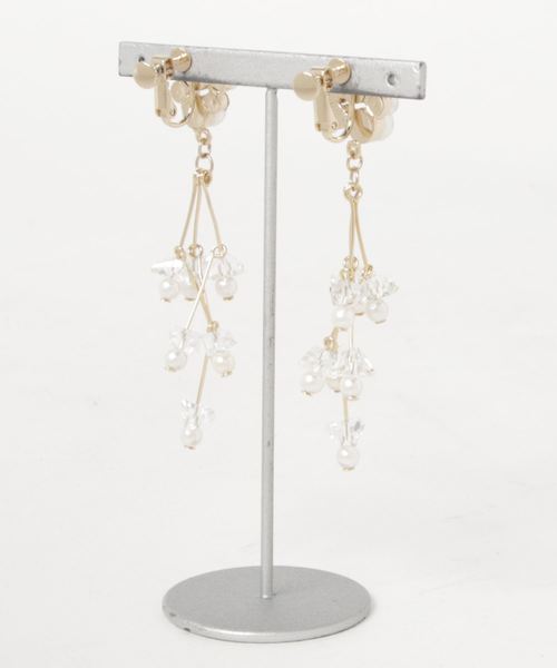 PourVous（プールヴー）の「クリスタル小枝イヤリング 同窓会 結婚式 オケージョン 二次会（イヤリング・レディース・ホワイト/ピンク・FREE）」の3枚目の写真