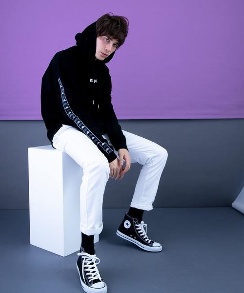 Kappa（カッパ）の「【Kappa/カッパ】別注ビッグシルエット 袖テープ プルオーバーパーカー（パーカー・メンズ・ホワイト/ブラック/ベージュ/オレンジ/杢グレー・FREE）」の18枚目の写真