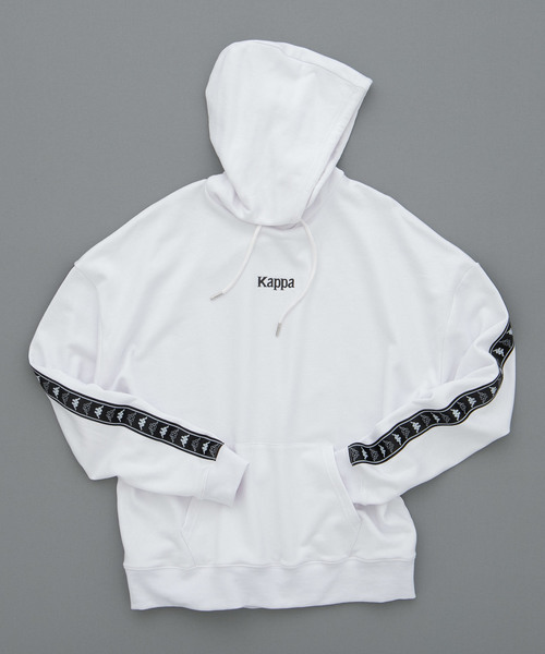 Kappa（カッパ）の「【Kappa/カッパ】別注ビッグシルエット 袖テープ プルオーバーパーカー（パーカー・メンズ・ホワイト/ブラック/ベージュ/オレンジ/杢グレー・FREE）」の14枚目の写真