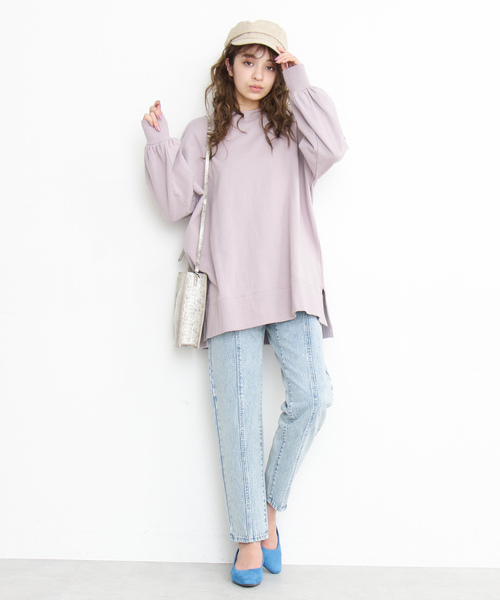 FREE'S MART（フリーズマート）の「◆ビッグシルエットチュニックスウェット（スウェット・レディース・ブラック/ベージュ/パープル・FREE）」の4枚目の写真