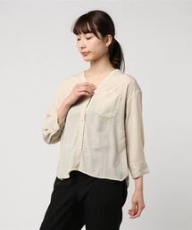STYLEBLOCK | ヴィンテージサテンフロントボタンVネックシャツブラウス(シャツ/ブラウス)