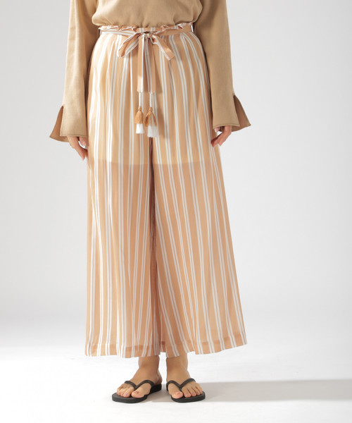 BAYFLOW（ベイフロー）の「タッセルツキワイドパンツ（その他パンツ・レディース・ベージュ/ネイビー/その他・SMALL/MEDIUM）」の10枚目の写真