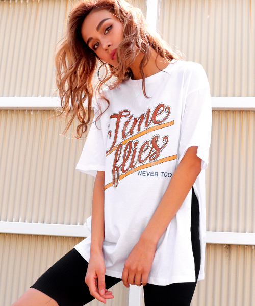 Anap アナップ の ディープスリットプリントtシャツ Tシャツ カットソー Wear