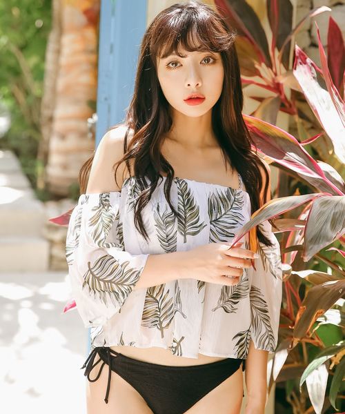 カバーアップ付きビキニ3点セットアップリーフ柄 レディース水着 水着 Koisama コイサマ のファッション通販 Zozotown