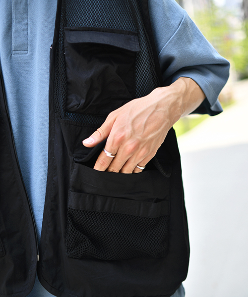 cootie フィッシングベスト　L 黒　窪塚着 cootie フィッシングベスト L 黒 窪塚着 カジメイク メッシュ