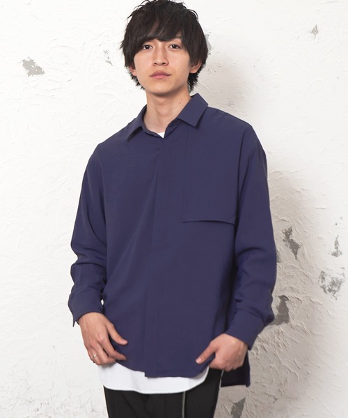 トップス シャツ ブラウスメンズ長袖ビッグシルエットフラップシャツ シャツ ブラウス Minority マイノリティ のファッション