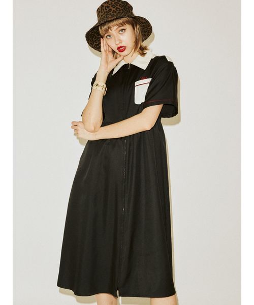 jouetie（ジュエティ）の「フロントジップボーリングシャツワンピース（ワンピース・レディース・ブラック/グリーン/ブルー/ベージュ・MEDIUM）」の10枚目の写真