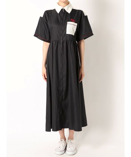 jouetie（ジュエティ）の「フロントジップボーリングシャツワンピース（ワンピース・レディース・ブラック/グリーン/ブルー/ベージュ・MEDIUM）」の17枚目の写真