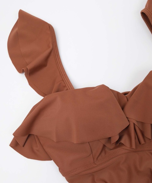 SEA DRESS（シードレス）の「バッククロスフリルワンピース/水着（水着・レディース・ブラック/ブラウン/カーキ/ピンク・S/M/L）」の7枚目の写真