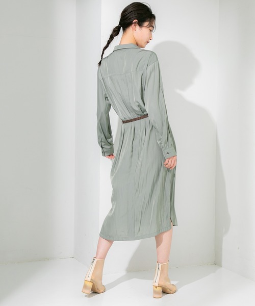 STUDIOUS（ステュディオス）の「【STUDIOUS】ビジューツイルベルテッドシャツワンピース（ワンピース・レディース・ホワイト/カーキ・FREE）」の6枚目の写真