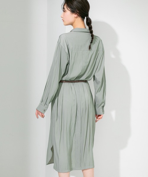 STUDIOUS（ステュディオス）の「【STUDIOUS】ビジューツイルベルテッドシャツワンピース（ワンピース・レディース・ホワイト/カーキ・FREE）」の9枚目の写真
