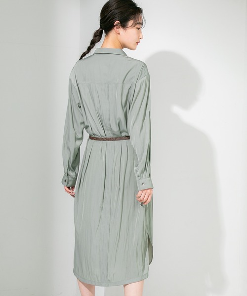 STUDIOUS（ステュディオス）の「【STUDIOUS】ビジューツイルベルテッドシャツワンピース（ワンピース・レディース・ホワイト/カーキ・FREE）」の10枚目の写真