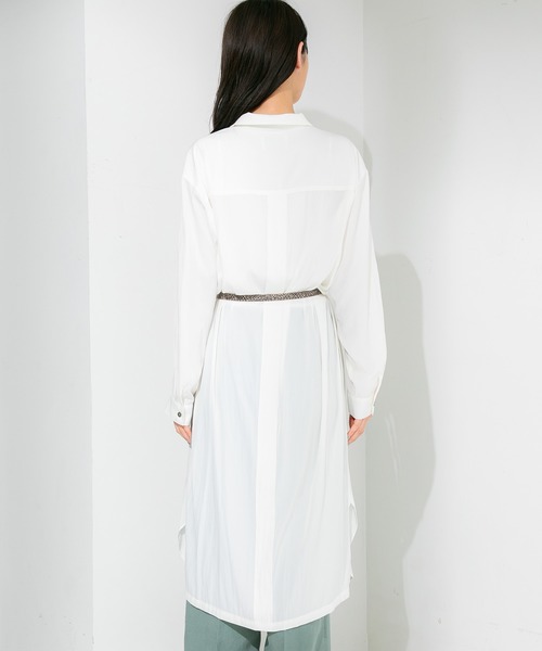 STUDIOUS（ステュディオス）の「【STUDIOUS】ビジューツイルベルテッドシャツワンピース（ワンピース・レディース・ホワイト/カーキ・FREE）」の17枚目の写真