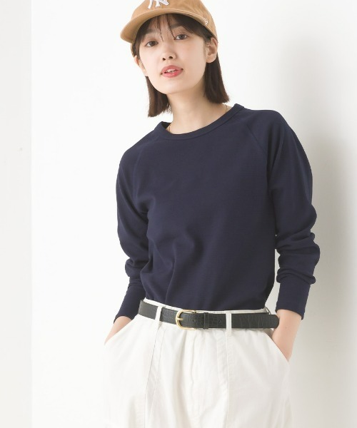 OMNES（オムネス）の「ストレッチジャガード　クルーネック長袖Tシャツ（Tシャツ/カットソー・レディース・ブラック/ホワイト/グレー/ネイビー/チャコールグレー/ベージュ/ホワイト系その他/ブラウン/ブルーグレー/ホワイト系その他2/ブラック系その他/ブルー/スモークグレー/ホワイト系その他3・SMALL/MEDIUM/LARGE/X-LARGE）」の13枚目の写真