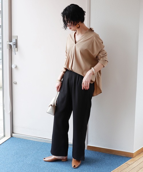 andme(アンドミー)の「サイドスリットワイドパンツ(その他パンツ・レディース・ブラック/グレー系その他/ブラウン/カーキ/イエロー・S/M/L)」の9枚目の写真