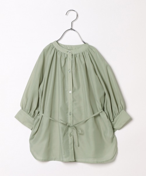 GLOBAL WORK（グローバルワーク）の「【キッズ】シアーバンドカラーシャツ7分袖/892028（シャツ/ブラウス・キッズ・ライトグリーン/ピンク系その他・130cm/120cm/140cm）」の2枚目の写真