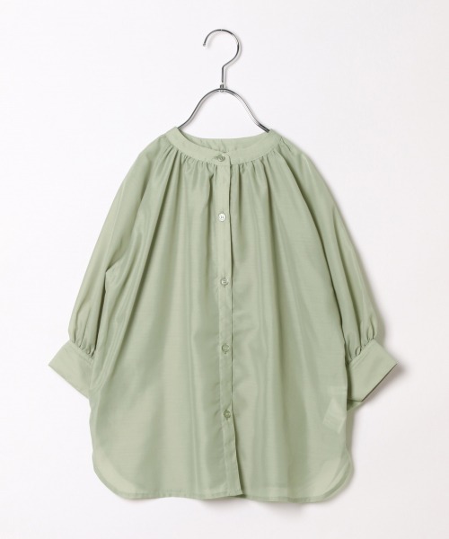 GLOBAL WORK（グローバルワーク）の「【キッズ】シアーバンドカラーシャツ7分袖/892028（シャツ/ブラウス・キッズ・ライトグリーン/ピンク系その他・130cm/120cm/140cm）」の3枚目の写真