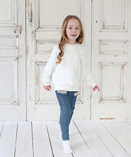 Rora（ローラ）の「メルシー スウェット（スウェット・キッズ・ホワイト/グレー・110cm/100cm/120cm/130cm/140cm/150cm）」の3枚目の写真