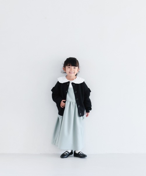 LOWRYS FARM（ローリーズファーム）の「フリル２ＷＡＹニットカーディガン　930550（ニット/セーター・キッズ・ブラック/イエロー/アイボリー・110/120/130/140/150）」の4枚目の写真