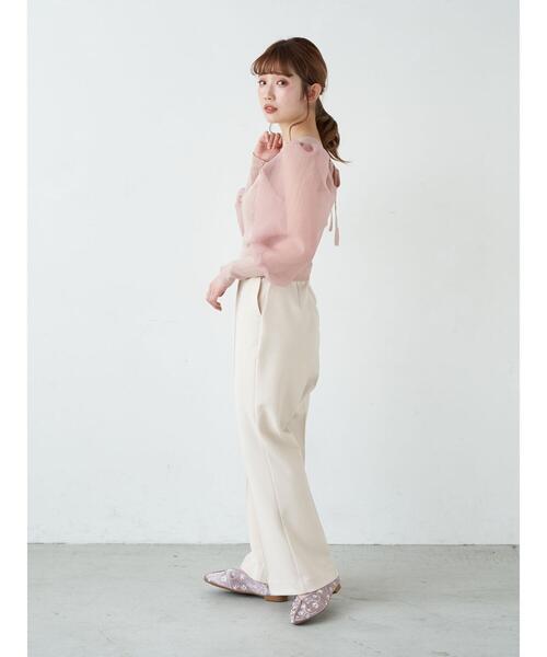 earth music&ecology(アースミュージックアンドエコロジー)の「オーガンジースリーブニットプルオーバー *(ニット/セーター・レディース・アイボリー/ブラウン/ピンク/ブラック・FREE)」の8枚目の写真