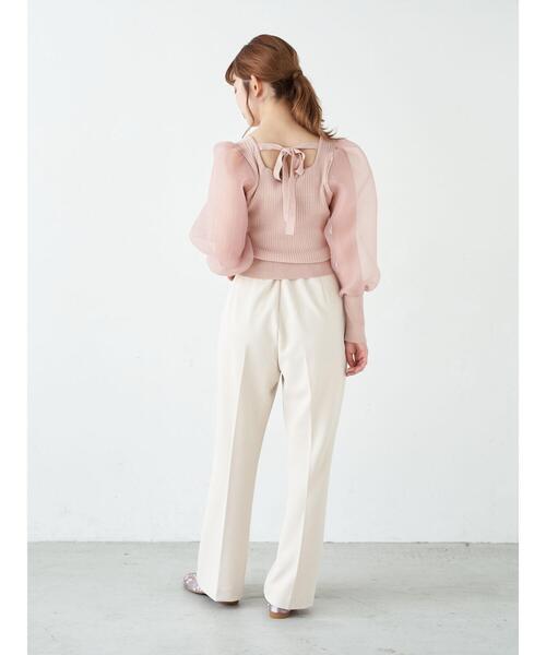 earth music&ecology(アースミュージックアンドエコロジー)の「オーガンジースリーブニットプルオーバー *(ニット/セーター・レディース・アイボリー/ブラウン/ピンク/ブラック・FREE)」の17枚目の写真