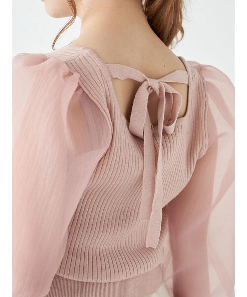 earth music&ecology(アースミュージックアンドエコロジー)の「オーガンジースリーブニットプルオーバー *(ニット/セーター・レディース・アイボリー/ブラウン/ピンク/ブラック・FREE)」の16枚目の写真