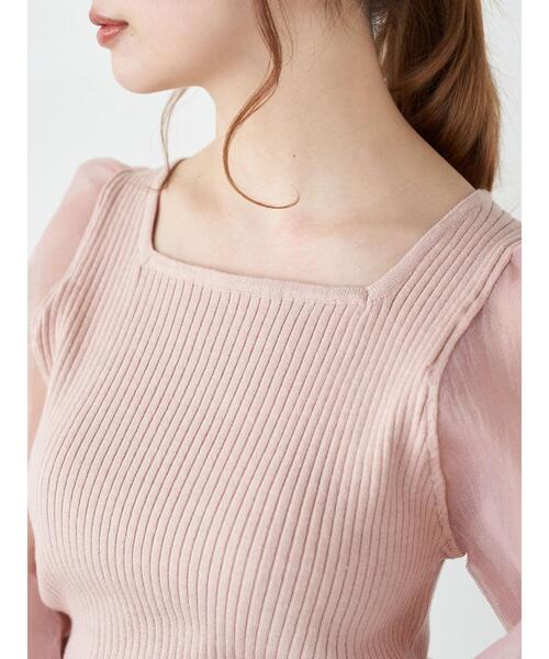 earth music&ecology(アースミュージックアンドエコロジー)の「オーガンジースリーブニットプルオーバー *(ニット/セーター・レディース・アイボリー/ブラウン/ピンク/ブラック・FREE)」の12枚目の写真