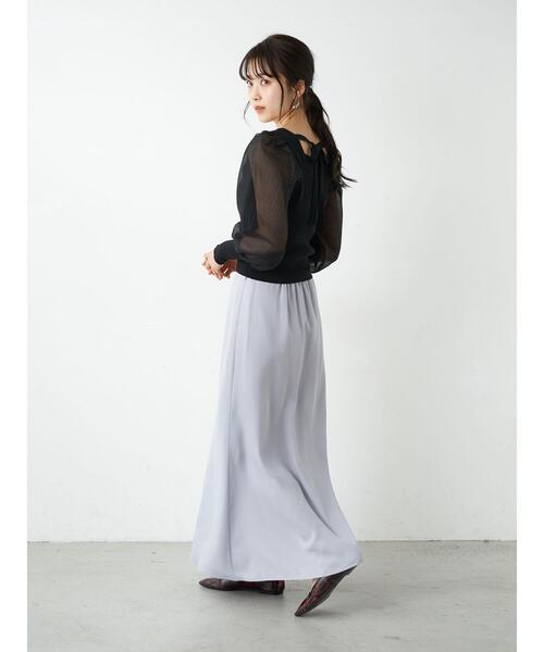 earth music&ecology(アースミュージックアンドエコロジー)の「オーガンジースリーブニットプルオーバー *(ニット/セーター・レディース・アイボリー/ブラウン/ピンク/ブラック・FREE)」の20枚目の写真